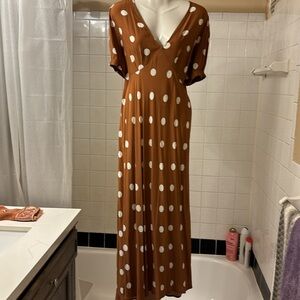 Beautiful brown cream polkadot dress